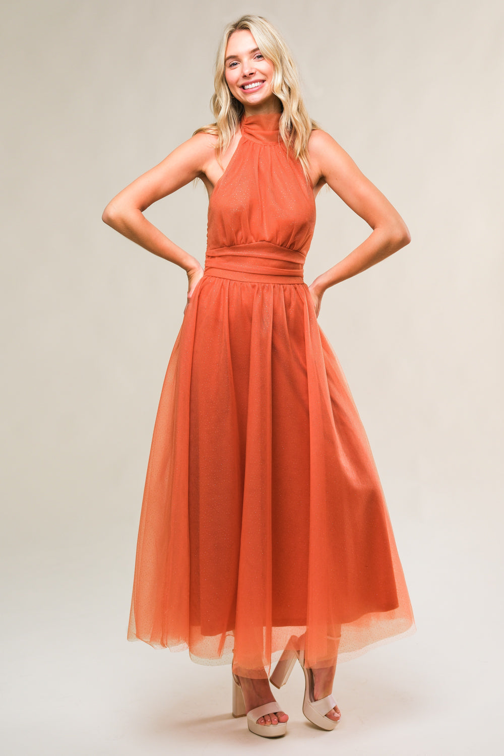 EVERY NOW AND THEN MESH MIDI DRESS Flying Tomato